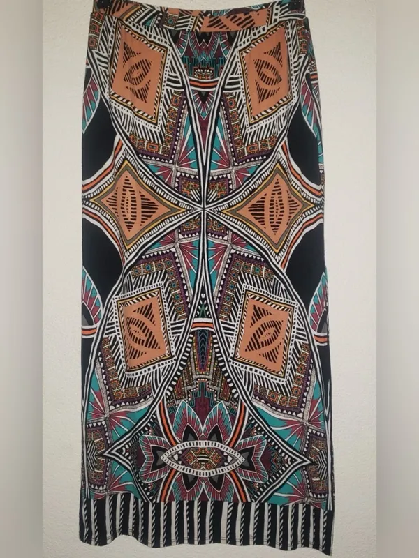 Maeve Anthropologie Moorea Geometric Aztec Column Maxi Skirt Large Boho - Image 2