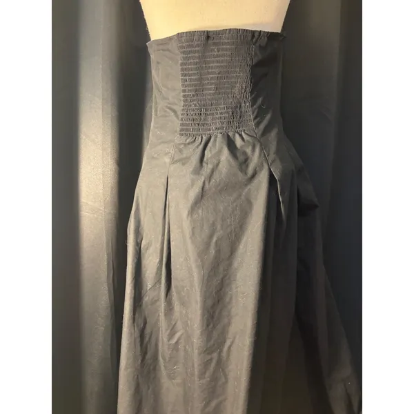 Black Halter Maxi Dress Square Neck Pleated‎ A-Line Gown with Pockets - Image 12