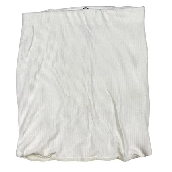 White Fox Mini Skirt with Cut Out in White - Image 3