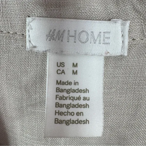 H&M Home Linen Button Up Shirt Dress Beige‎ Tan Medium Long Sleeve Beach - Image 9