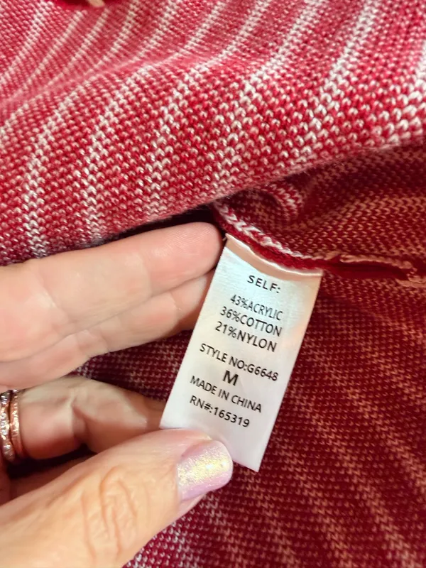 Day + Moon Red Cream Striped Knit Tank Top M Criss Cross Y2K - Image 4