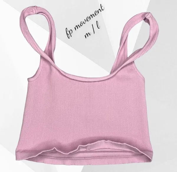 Free People HAPPINESS RUNS SQUARE NECK CROP TOP TANK PINK M L - Image 12