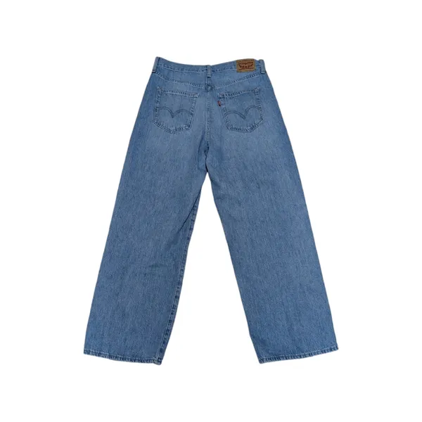 Levi's High Waisted Straight Jeans Light Wash Blue Cotton Hemp Relaxed Fit Baggy - Image 3