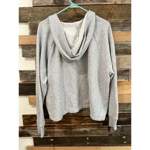 Aerie Gray Lace Up Hoodie Sweatshirt relax fit Size XL - Image 2