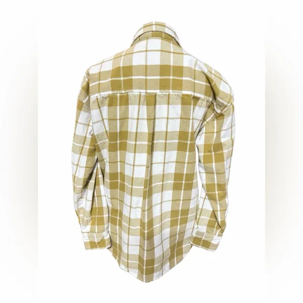 Universal Threads Mustard and White Plaid Button-Up Shirt - Image 3