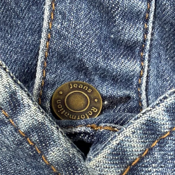 Reformation Jeans Arizona Dress Severn Blue Denim Mini Button Front Size 12 - Image 4