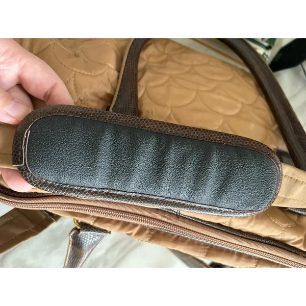 Vintage Diane Von Furstenberg Brown Quilted Top Handle Crossbody Duffle Bag - Image 10