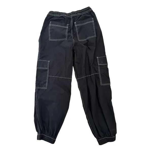 SO‎ High Rise Parachute Cargo Pants Black Contrast Stitch M Gorpcore Grunge - Image 2