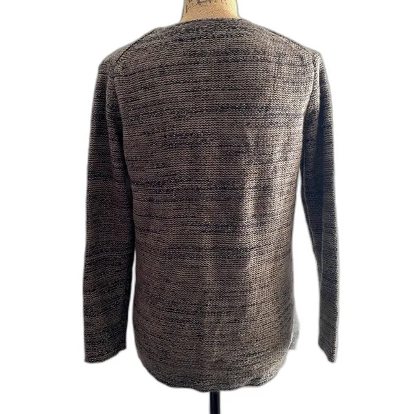 GAP Women's V-Neck‎ Sweater Lurex Knit Metallic Fleck Taupe Gray Size Medium - Image 3