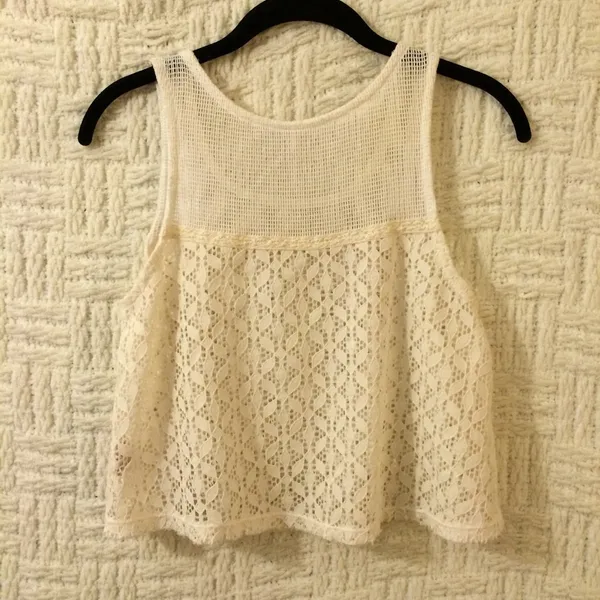 Free People Eyelet Mesh Crop Top Tank White Small - Image 5