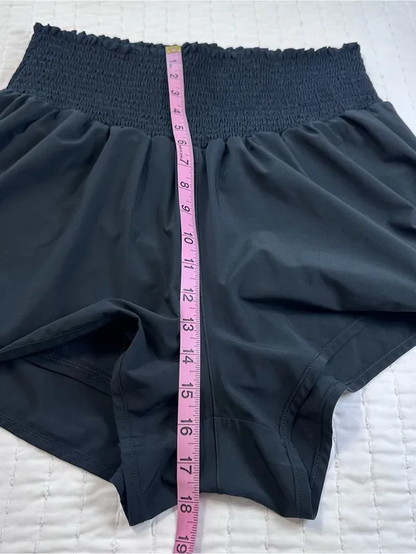Offline By Aerie Black Smocked Waistband Running Athletic High Waist Shorts - Image 6