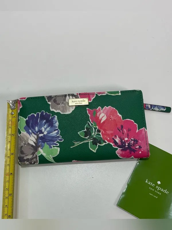 Kate Spade Grant Street Stacy Floral Bloom Green Bi-Fold Organizer Wallet Purse - Image 2