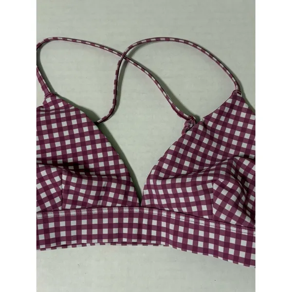 NWT new ALO yoga vapor splendor bra raspberry white pink gingham medium top - Image 5