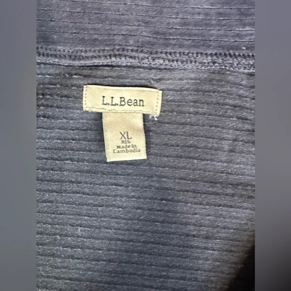 LL Bean Blue Loose Turtle Neck 3/4‎ Zip Up Kangaroo Pocket Ribbed Sweater XL - Image 11