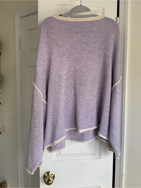 Vestique Purple Drop Shoulder Sweater Knit Pullover Oversized Relaxed Fit Large - Image 3