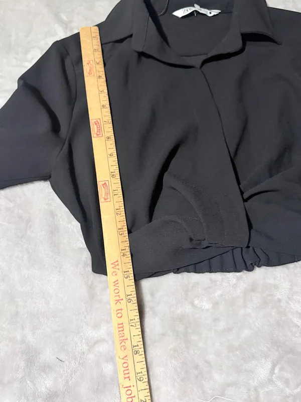 ZARA Black Cropped Tie-Front Jacket XS Long Sleeve Short Womens Casual Solid - Image 10
