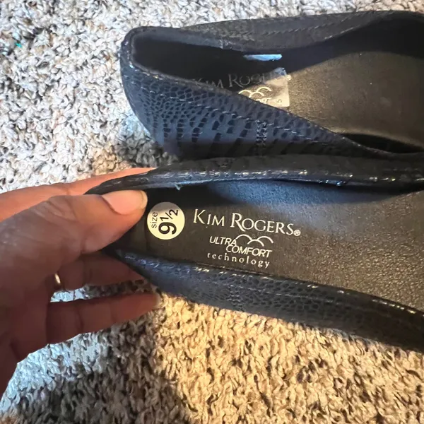 Kim Rogers Devyn Black Croc Embossed‎ Ultra Comfort Ballet Flats Womens 9.5M - Image 3