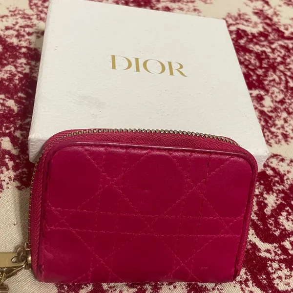 Christian Dior Pink Quilted Leather Card/Coin Case - Image 12