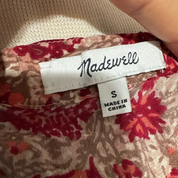 Madewell 100% Silk Floral Off Shoulder Top‎ Size S Cropped Bohemian Blouse - Image 8