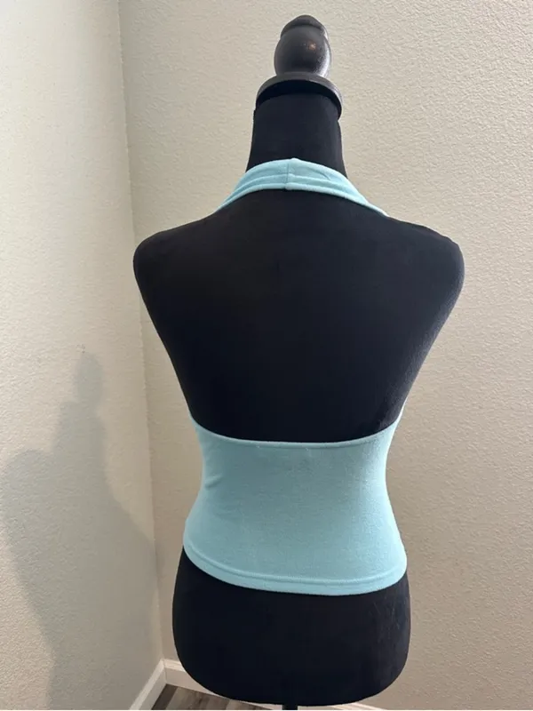 Princess Polly Avrilla Knit Blue Halter Top - Image 5