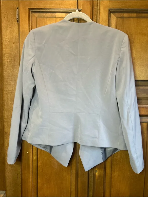Banana Republic Dusty Blue Open Front Cascade Blazer Jacket Size 4 - Image 3