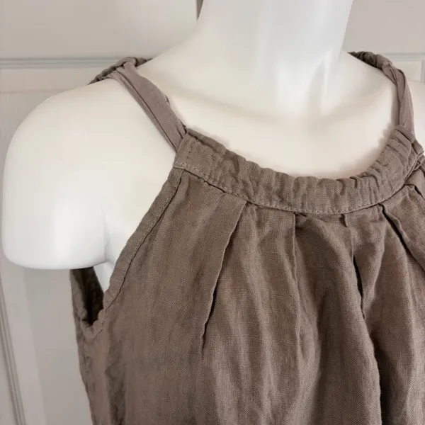 New Mode SRL taupe linen halter neck shift dress *no size* - Image 3