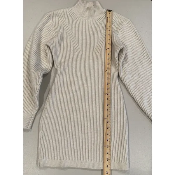 H&M Sweater Dress Small Beige Minimalist Capsule Stretch Wool Coastal Cottage - Image 5