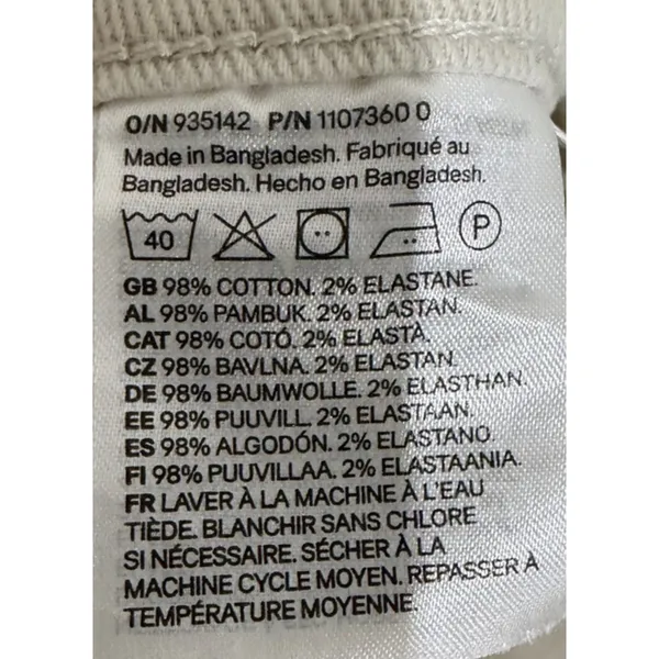 H&M Divided Wide Leg Cream Cotton Blend Stretch Jeans|4 - Image 3