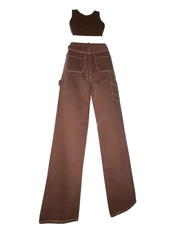 PacSun Women's Dark Brown Skinny Jeans with Contrast Stitching - Image 7