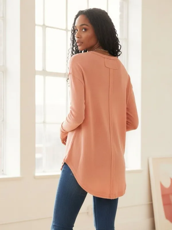 Free People “Colby Long Sleeve” thermal top Savannah Red Sz M - Image 2