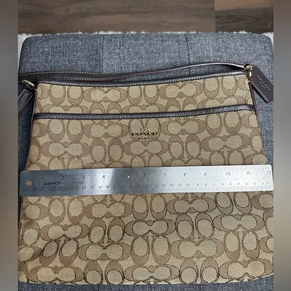 Coach Designer Signature Jacquard File Crossbody Bag Brown Tan - Image 5