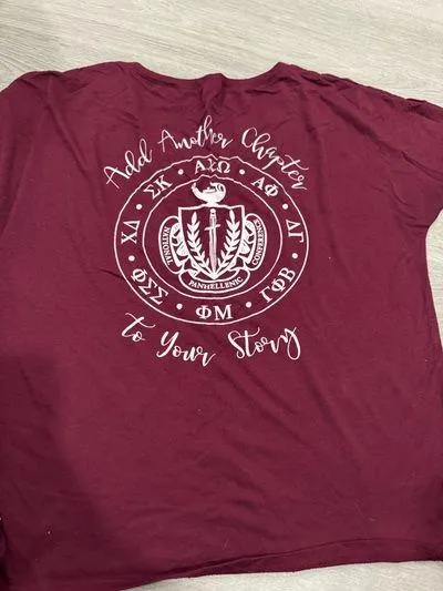 Burgundy Gamma Phi Beta v neck t shirt - Image 2