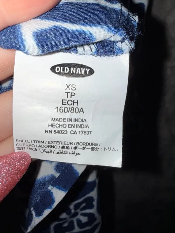 Old Navy Blue and White Geometric Print Sleeveless Dress Size XS - Image 2
