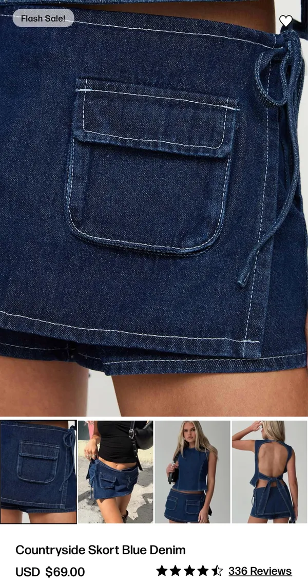 Princess Polly Countryside Skort Denim - Image 3