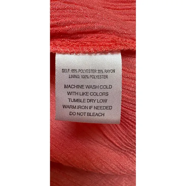 Indigo Rose Women Coral Pink Crinkle Gauze Ruffle Sleeve Shift Dress XL - Image 7