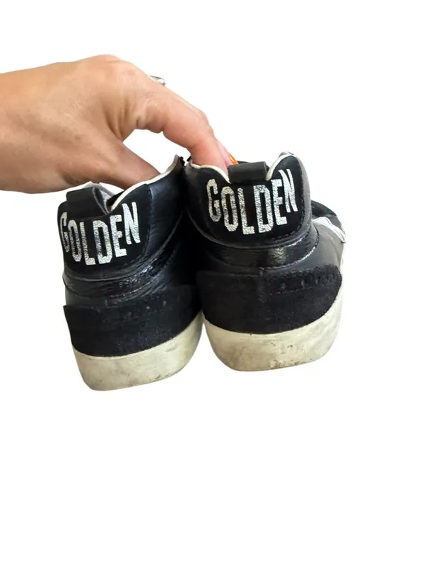 GOLDEN GOOSE Women’s Black Leather Hi Top Sneakers Size 36 / US 6 - Image 8
