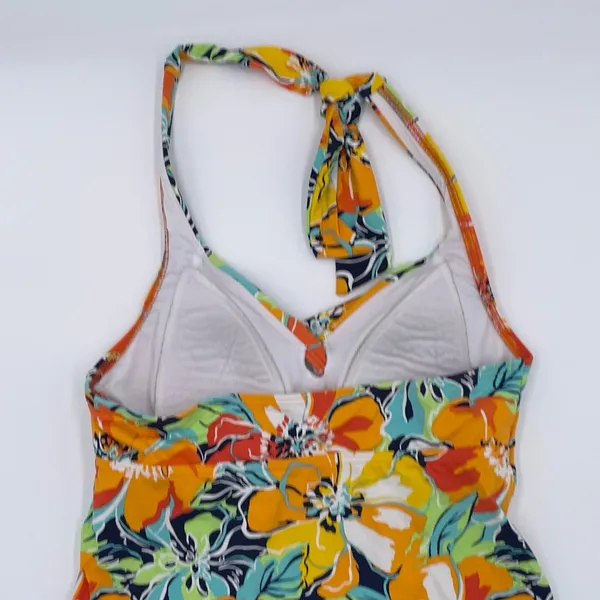 Lands' End Women's Halter Neck Tankini Swim Top Size 4 Multicolor Floral Print - Image 6