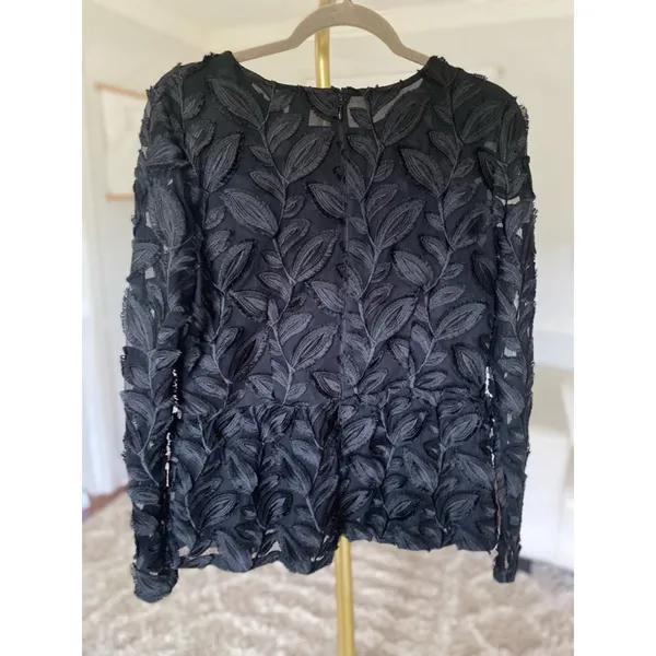 Ann Taylor Leaf‎ Sheer Blouse Lace Elegant Autumn Coquette Romantic Quiet Luxury - Image 3