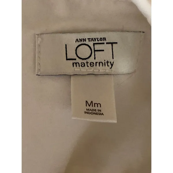 Ann Taylor LOFT Maternity White Collared Short Sleeve Button Down Shirt Top Sz M - Image 5