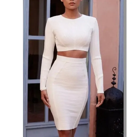 NWT House of CB Bandage Sorcha White‎ Pencil Skirt - Image 2