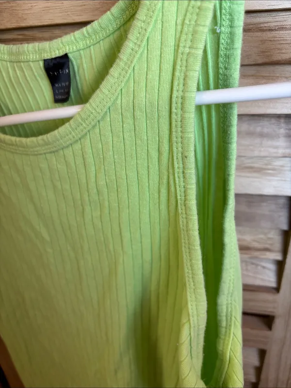 SHEIN Lime Green Ribbed Tank Dress Junior Large - Image 2