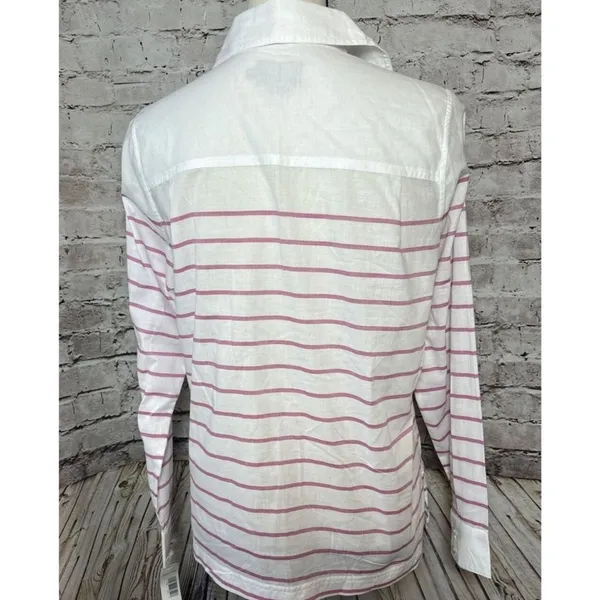 Pendleton Pink Stripe White Long Sleeve‎ Button Up Women’s Shirt Cotton S - Image 4
