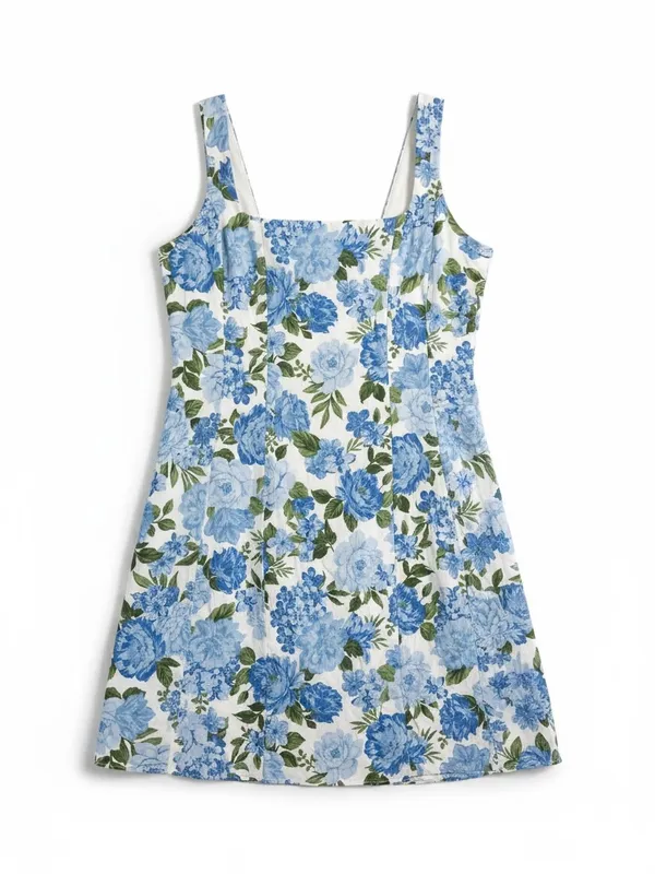 Show Me Your Mumu Mini Dress Womens XL Blue Floral Cottage Smocked - Image 2