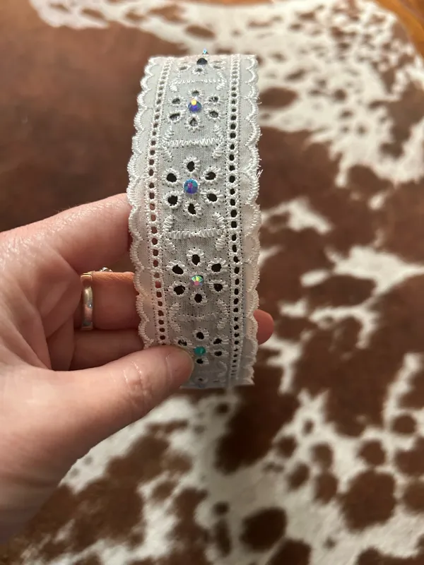Lace ribbon with colorful crystals Headband handmade brand new - Image 6