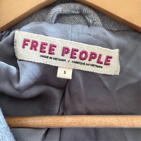 Free People Hannah Slouchy Gray Double-Breasted Oversized Coat Jacket Size S - Image 6