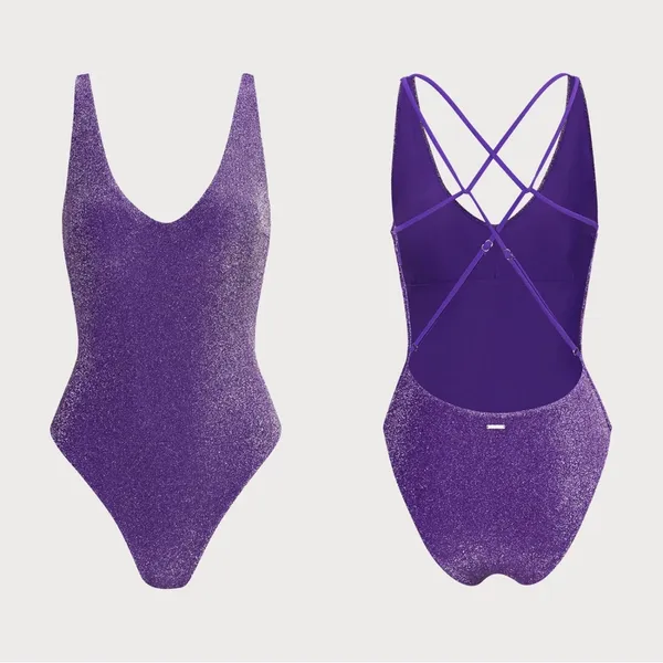 Berlook Purple Lurex Cross Back One-Piece Swimsuit 19 - Image 5
