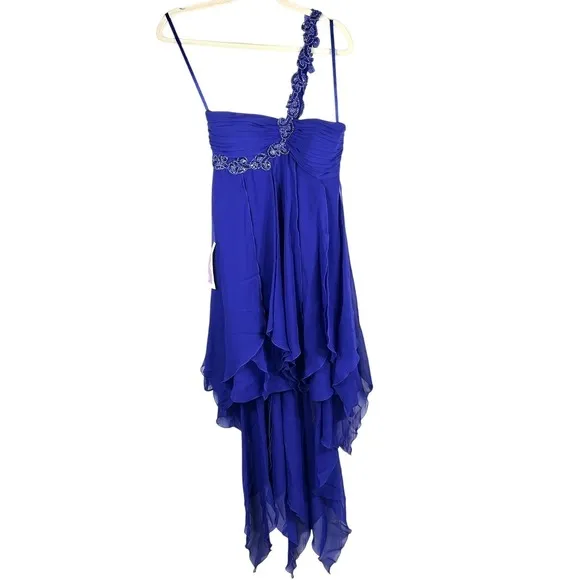 Y2K Fairy‎ Grunge Midi Dress 3/4 Blue Purple Beaded Coquette Angel Empire Waist - Image 2