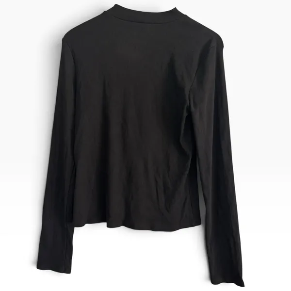 NWT Natural Life Black Mock Neck Ribbed Long Sleeve Top Size Large - Image 2