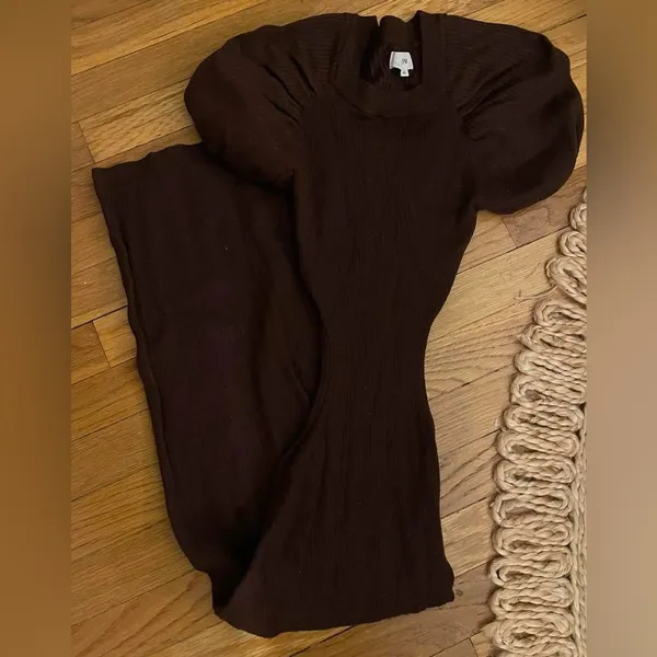 Revolve LPA Clementine Dress in Chocolate Brown knit cutout midi - Image 5