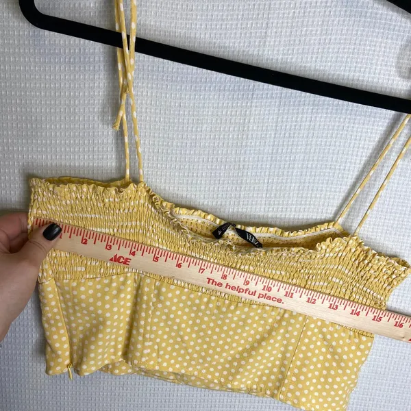 Zara | Yellow Polka Dot Tank Large NWT Spaghetti Strap Butter‎ Yellow - Image 3